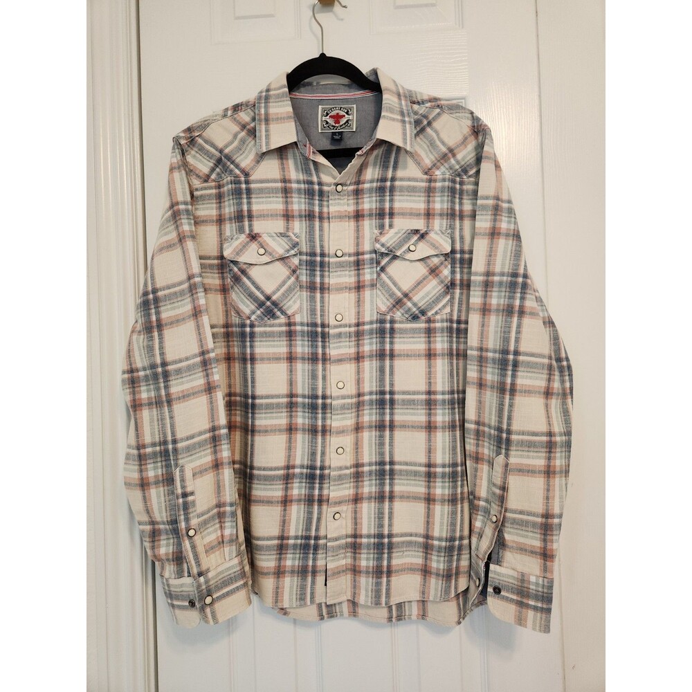Flag & Anthem Mens Large Dierks Bentley Desert Son Pearl Snap Western Plaid EUC